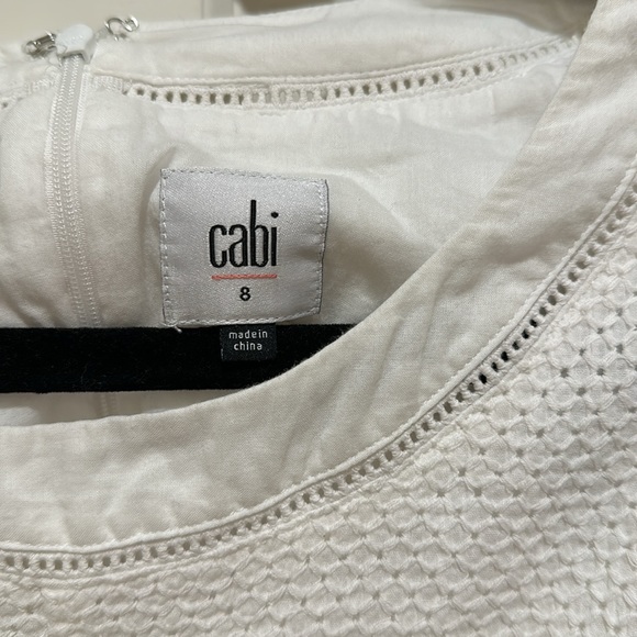 CAbi Women’s Size 8 Dress Lizzie White Eyelet Cotton Midi Detailed collar - Picture 4 of 14